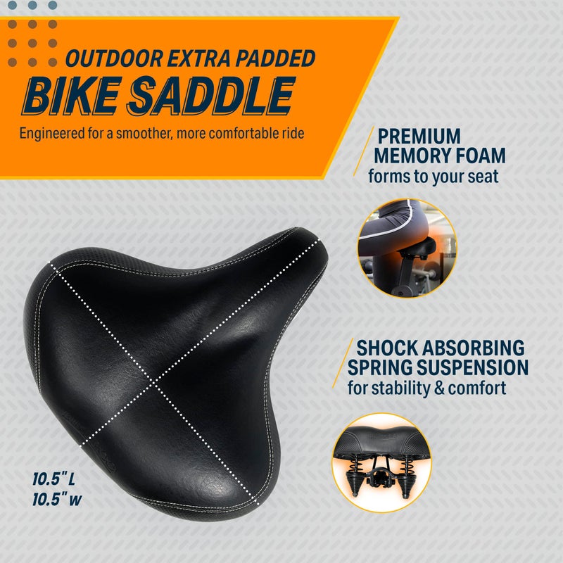 Bikeroo Extra Padded Bike Seat - Comfortable Bike Seats for Men & Women - Compatible with Peloton  NordicTrack  Schwinn  Indoor Stationary Exercise Bikes - Wide Bicycle Seat Replacement Saddle - Image 2